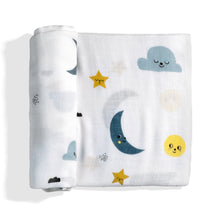 Bamboo baby swaddle - moon & stars print