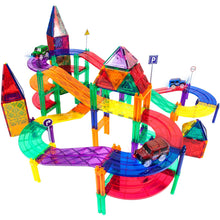 PicassoTiles 128 Piece Race Car Track Building Block Educational Toy Set Magnetic Tiles