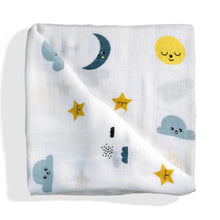 Bamboo baby swaddle - moon & stars print
