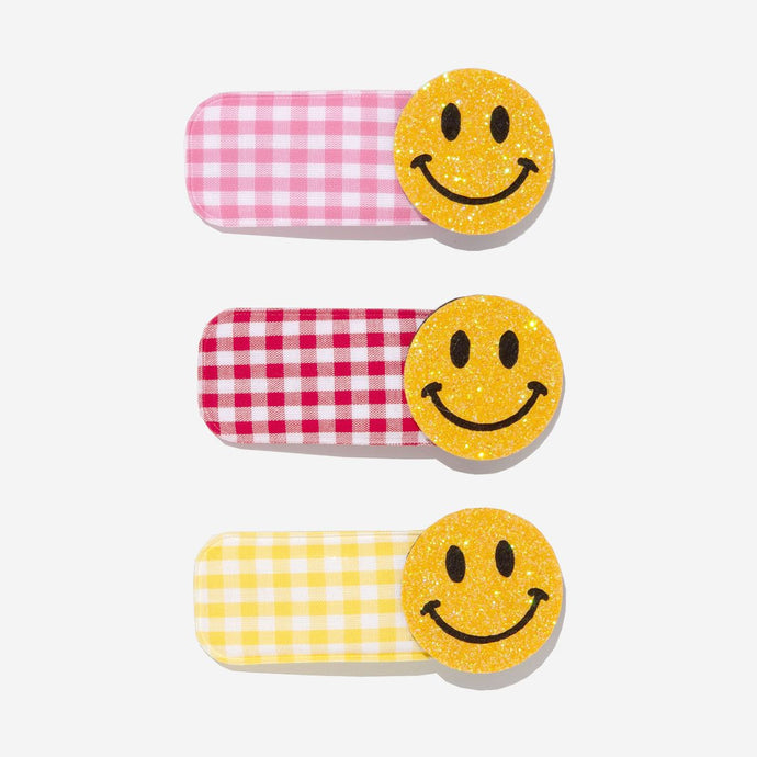 Petite Hailey Yellow Smile Checker Clips 3 Pack
