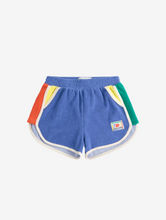 Smiling color block terry cloth shorts