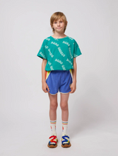 Smiling color block terry cloth shorts