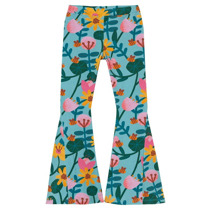 Flared pants green flowers