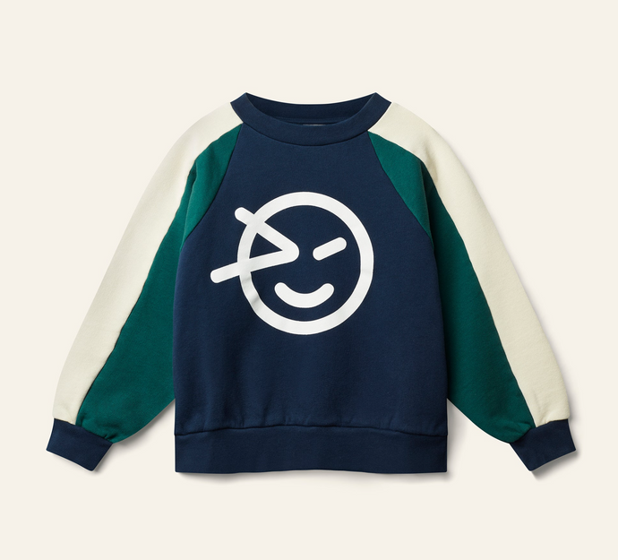 Wynken Panel Sweat - Navy / Green / Cream