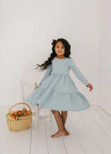 Gwendolyn Ruffle Dress in Dusty Blue