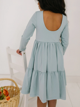 Gwendolyn Ruffle Dress in Dusty Blue