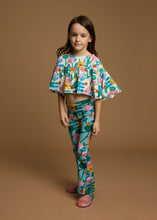 Flared pants green flowers