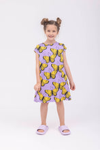 Purple Butterfly Short Sleeve Casual Dress