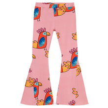 Flared pants pink parrots