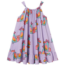 Bow dress violet parrots
