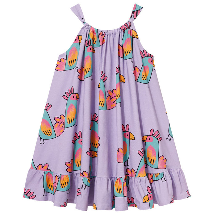 Bow dress violet parrots