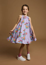 Bow dress violet parrots