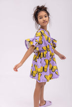 Purple Butterfly Short Sleeve Romantic Dress