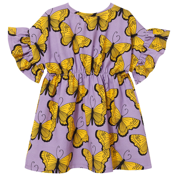 Purple Butterfly Short Sleeve Romantic Dress