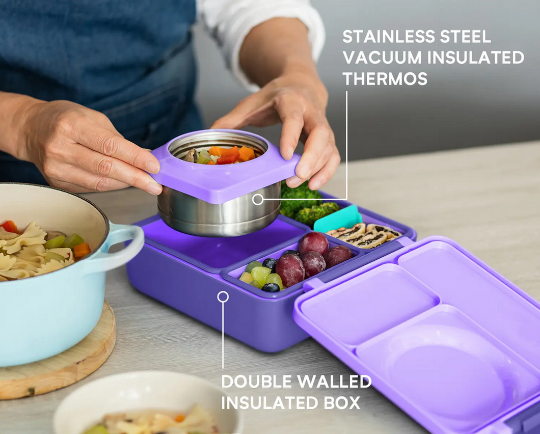 OmieBox Bento Lunch Box With Insulated Thermos For Kids, Purple (SHIP –  Little Alien Kids