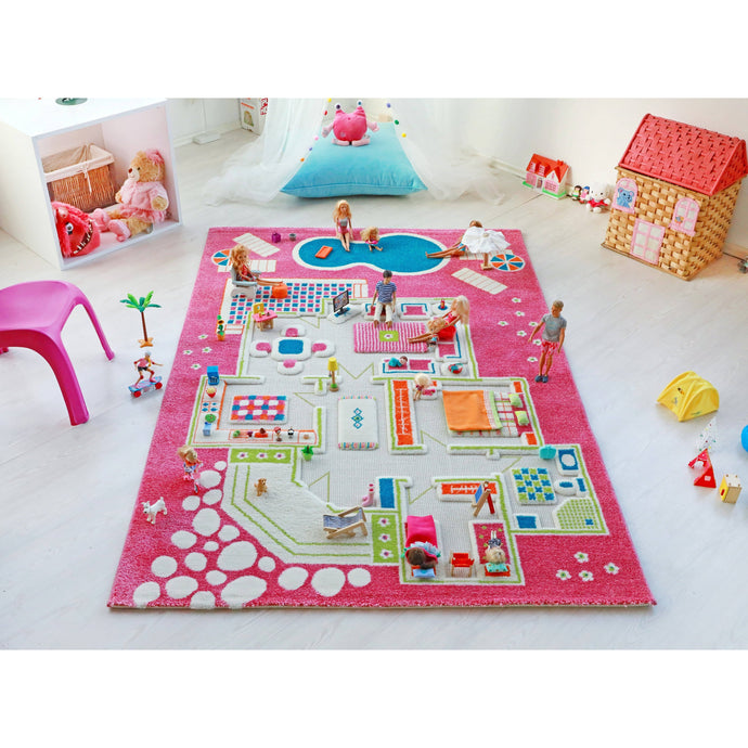 Play House Pink 3D playroom Carpet X-Large 160x230cm