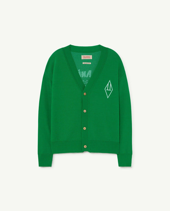 Green Plain Racoon Cardigan